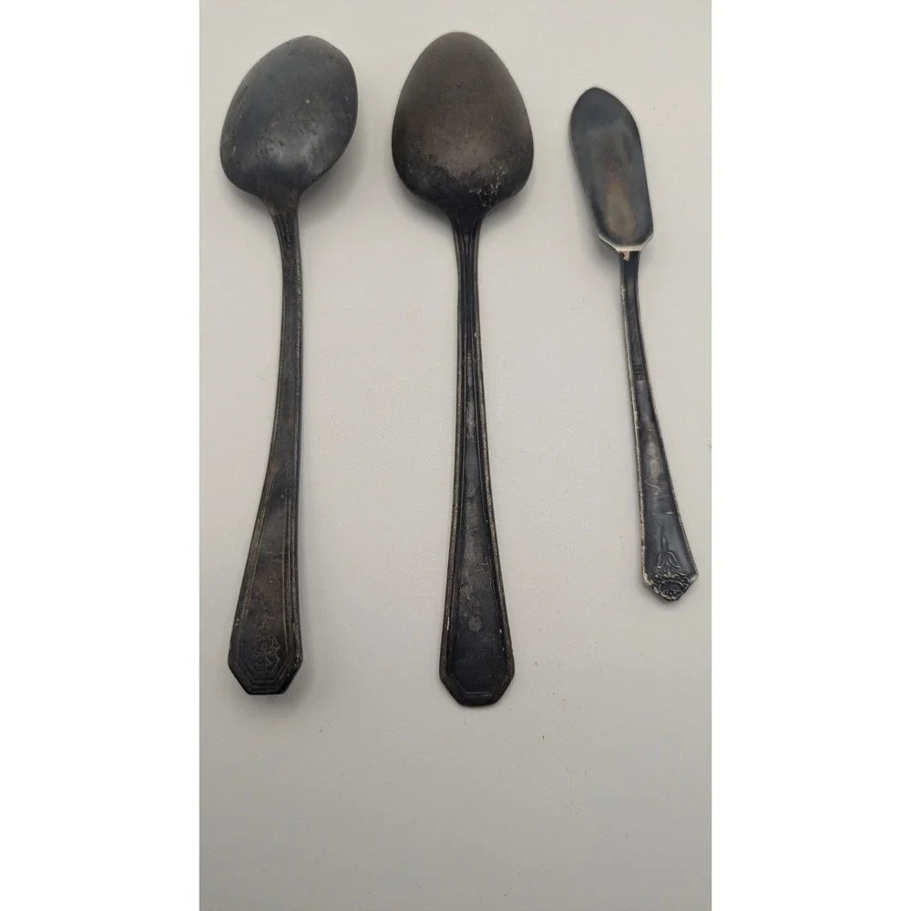 Vintage W Rogers Mfg Co Spoons Holmes & Edwards Butter Spreader Silverplate 3pc